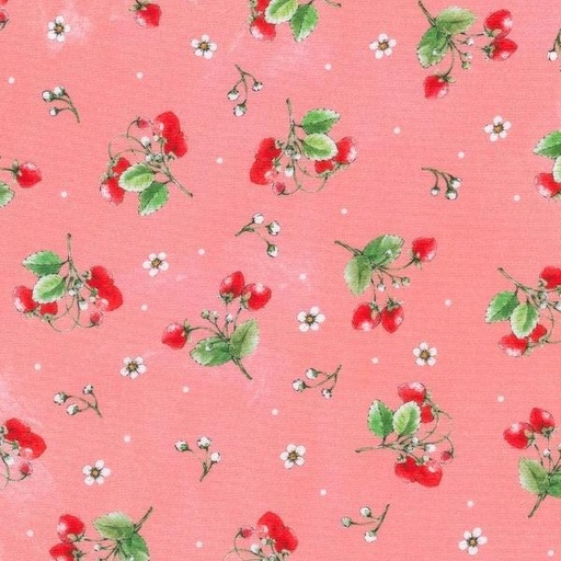 [KAF-22315-301] Strawberry Season Blooming Berries Pink By Briar Hill Designs For Robert Kaufman