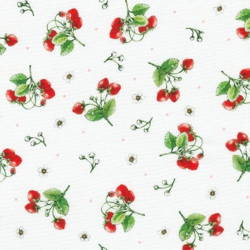 [KAF-22315-1] Strawberry Season Blooming Berries White By Briar Hill Designs For Robert Kaufman