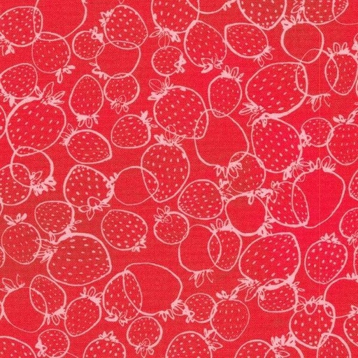 [KAF-22317-113] Strawberry Season Berry Outline Red By Briar Hill Design For Robert Kaufman