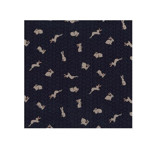 [KAF-88227D4-4] Sevenberry Kasuri Indigo Bunny By Sevenberry For Robert Kaufman 