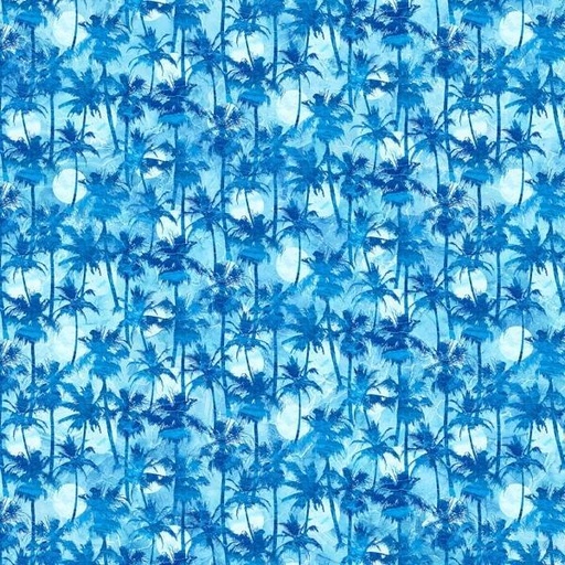 [NOR-26914-44] Palm Beach Palm Trees Indigo By Deborah Edwards For Northcott