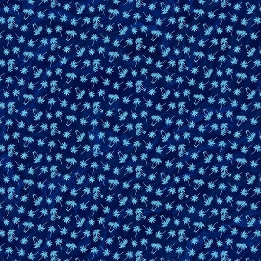 [NOR-26916-48] Palm Beach Mini Palm Trees Indigo By Deborah Edwards For Northcott