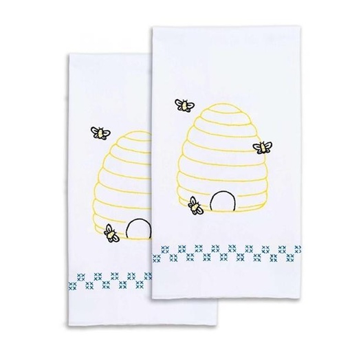 [JD-320-799] Bee Hive Decorative Hand Towel Embrodiery Kit From Jack Dempsey Inc