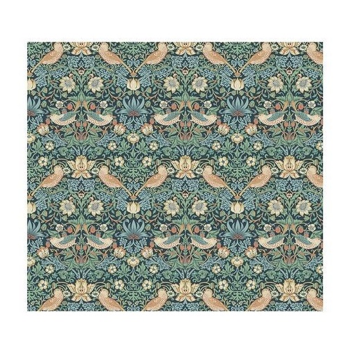 [FR-PWWM002.MARINE] Morris & Co Mini Strawberry Thief Marine By Thr Original Morris & Co For Free Spirit Fabrics 