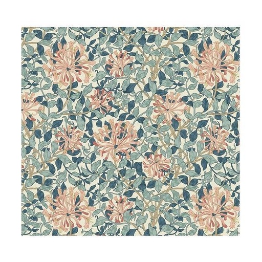 [FR-PWWM057.AQUA] Morris & Co Honeysuckle Aqua By The Orginial Morris & Co For Free Spirit Fabrics 