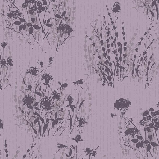 [WP-17819-606] Au Naturel Purple Floral Silhouettes By Lisa Audit For Wilmington Prints 