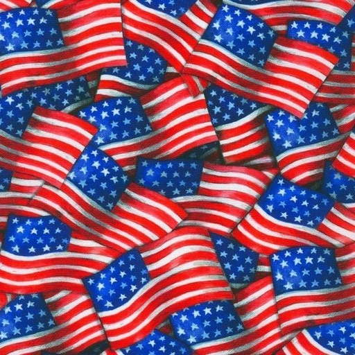 [KAF-22303-202] Independence Day Americana Flags By Elena Vladykina For Robert Kaufman Fabrics