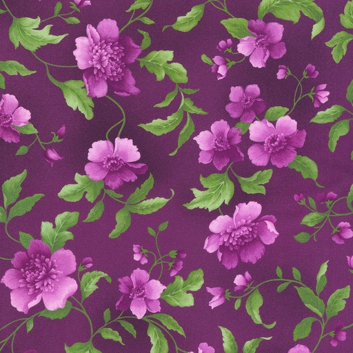 [KAF-21945-24] Flowerhouse: Camille Large Floral on Plum from Robert Kaufman