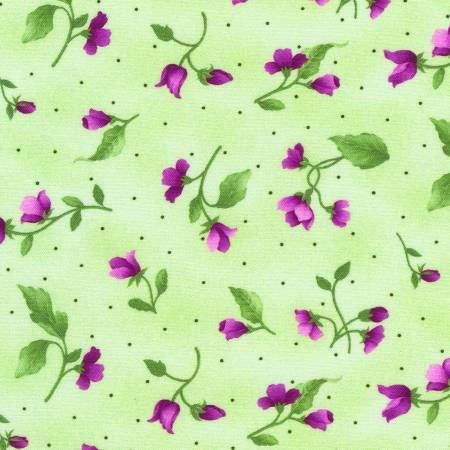 [KAF-21947-7] Flowerhouse: Camille Tossed Floral on Green from Robert Kaufman