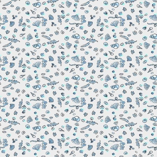 [COW-4049-116] Sandy Toes Mini Shells Mist Gray By Anita Jeram For Clothworks 