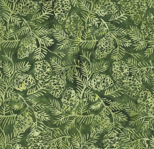 [IB-12233-4690] Fall Gatherings Pinecones and Boughs Green from Island Batik