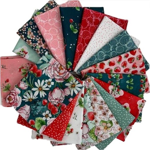 [PP-StrawberryFQBun] Strawberry Season Fat Quarter Bundle From Robert Kaufman