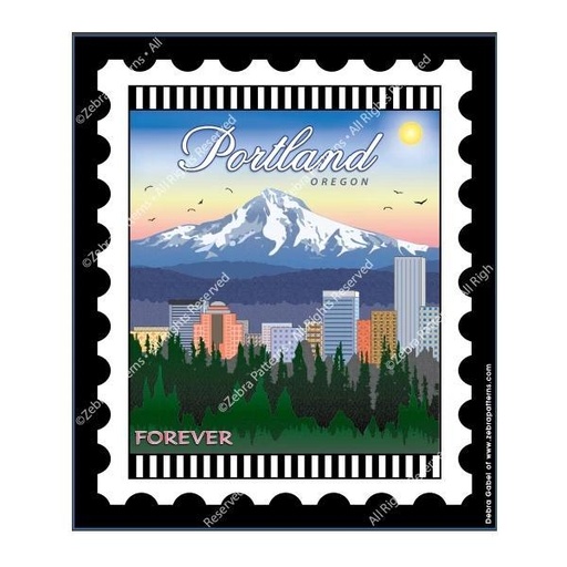 [ZEB-PORTOR] Portland, Oregon Mini Stamp Panel 6" X 7" By Debra Gabel For Zebra Patterns