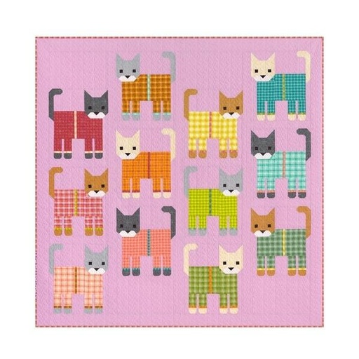 [KAF-2217-21] Cats In Pajamas Quilt Kit By Elizabeth Hartman For Robert Kaufman 