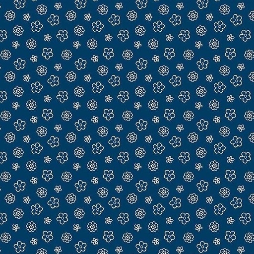 [WP-23705-411] Colors Of Summer Small Floral Toss Navy By Jackie Decker For Wilmington Prints