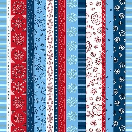 [WP-23701-413] Colors Of Summer Ticking Stripe By Jackie Decker For Wilmington Prints