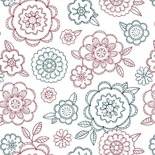 [WP-23703-134] Colors Of Summer Large Floral White By Jackie Decker For Wilmington Prints