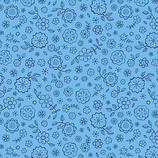 [WP-23704-444] Colors Of Summer Ditsy Floral Blue By Jackie Decker For Wilmington Prints