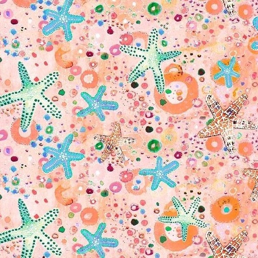 [PB-5484-LO] Wild Waters Starfish Allover Light Orange By Dawn Gerety For P&B Textiles