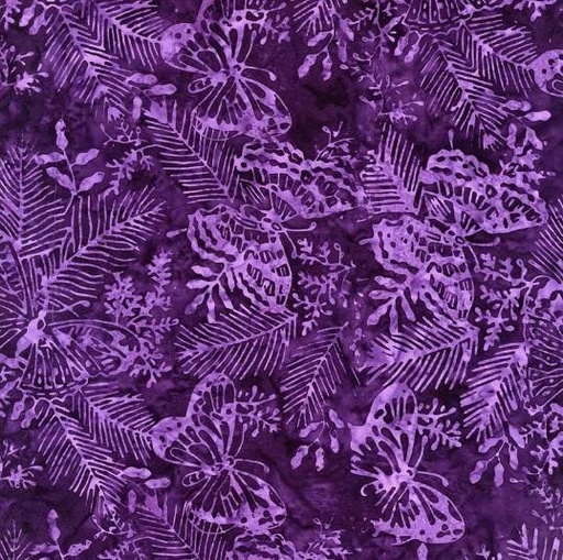 [TTR-B2706-PURPLE] Tonga Brightside Batik Tropical Butterflies Purple From Timeless Treasures