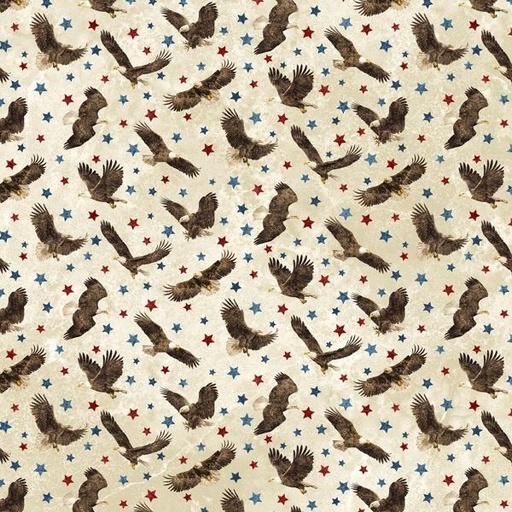 [NOR-25415-11] Stars & Stripes 12 Collection Soaring Eagles Cream By Linda Ludovico From Northcott