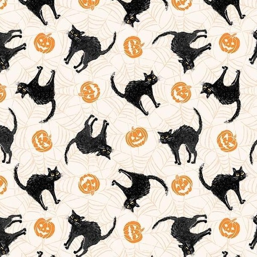 [WP-96478-298] Meow-Gical Night Scaredy Cats Cream By Michael Davis For Wilmington Prints