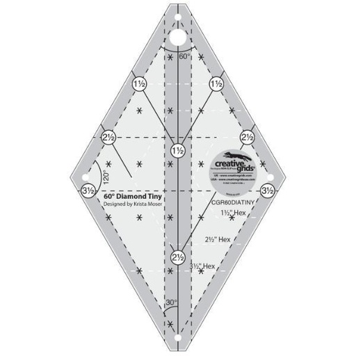 [CGR-60-DIATINY] Creative Grids 60 Degree Tiny Diamond Quilt Ruler