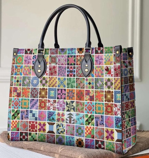 [SNF-TQB4] Traditional Quilting Blocks 4 Bag With Black Handles