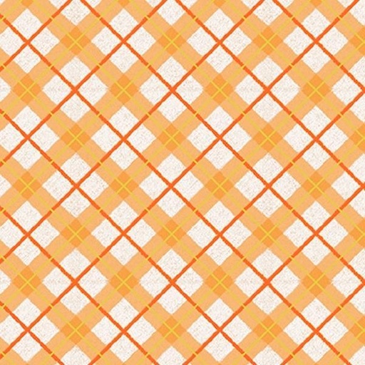 [HG-1315-66] Pumpkin Kisses Diagonal Plaid Orange By Grace Violet For Henry Glass Fabrics  