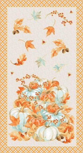 [HG-1322P-67] Pumpkin Kisses Pumpkin Panel By Grace Violet For Henry Glass Fabrics 