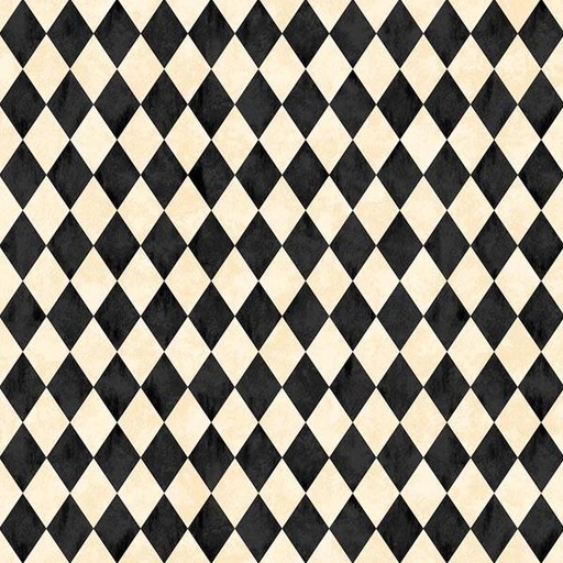 [NOR-27086-12] Hallow'S Eve Harlequin Black And Cream By Cerrito Creek Studio For Northcott Fabrics