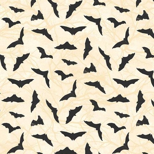 [NOR-27090-12] Hallow's Eve Bats Cream by Cerrito Creek Studio for Northcott Fabrics 