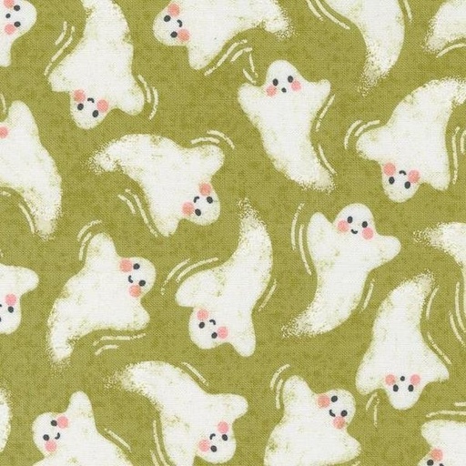 [MOD-5211-17] Hey Boo Friendly Ghost Witchy Green By Lella Boutique For Moda Fabrics