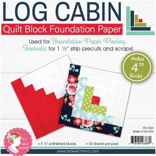 [ISE-7003] Log Cabin Quilt Block Foundation Papers, 4In, From It'S Sew Emma 