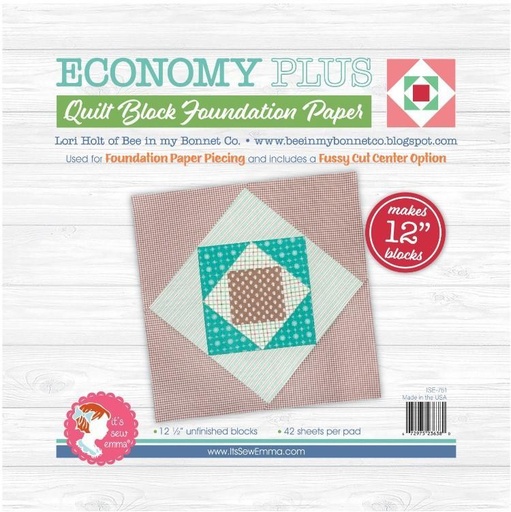 [ISE-761] Economy Plus Quilt Block Foundation Papers, 12In, From It's Sew Emma