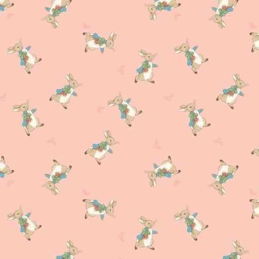 [RB-14702-CORL] The Tale Of Peter Rabbit Peter Tossed Coral By Beatrix Potter For Riley Blake Designs