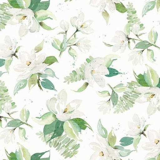 [PB-5367-W] Sweet Magnolia Large Floral White By Deane Beesley For P&B Textiles