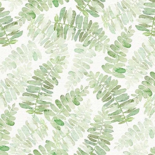 [PB-5369-W] Sweet Magnolia Ferns White By Deane Beesley For P&B Textiles