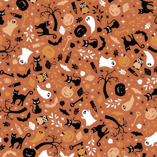 [MAY-10571-O] Pumpkins & Potions Cats & Ghosts Orange from Maywood