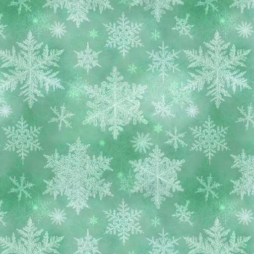 [PB-5454-LG] Snowfall Large Snowflakes Light Green By Geetanjali Behera For P&B Textiles