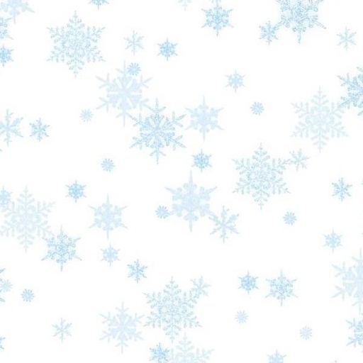 [PB-5455-WLB] Snowfall Small Flakes White/Blue By Geetanjali Behera For P&B Textiles