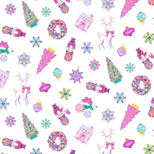 [NOR-26969-10] Merry And Bright Tossed Motifs By Michael Zindell For Northcott Fabrics 