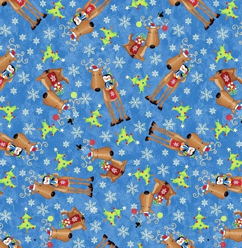 [SEF-7857-17] A Jolly Good Time Tossed Reindeers by Victoria Hutta for Studio E Fabrics