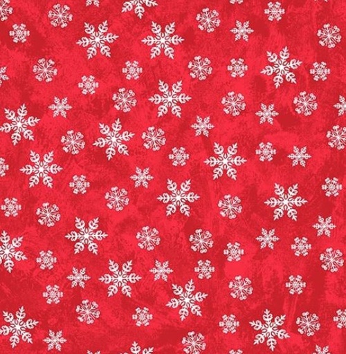 [SEF-7861-88] A Jolly Good Time Tossed Snowflakes Red by Victoria Hutto for Studio E Fabrics