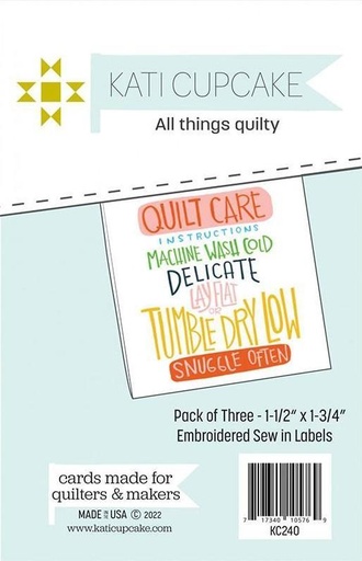 [KC-240] Quilt Care Sew In Labels By Amy Hamberlin For Kati Cupcake