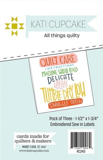 [KC-240] Quilt Care Sew In Labels from Kati Cupcake