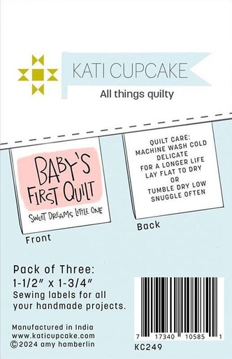 [KC-249] Baby's First Quilt Pink Sew In Labels from Kati Cupcake