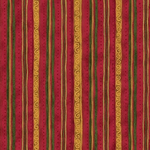 [BEN-17066-10] Star Of Wonder, Star Of Light Scroll Stripe Red By Nancy Halvorsen For Benartex