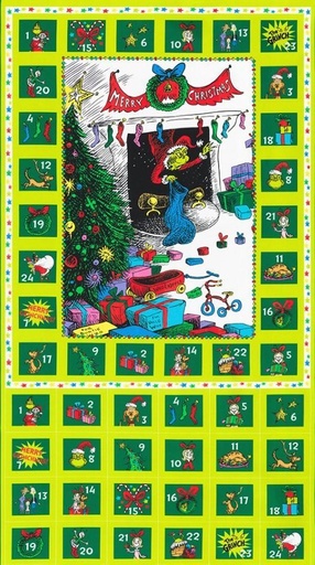 [KAF-22565-223] How The Grinch Stole Christmas Grinchmas Advent Panel by Dr. Seuss Enterprises for Robert Kaufman