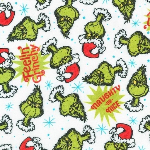 [KAF-22567-478] How The Grinch Stole Christmas Feelin' Grinchy White By Dr. Seuss Enterprises For Robert Kaufman